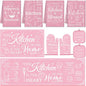 Pink Kitchen Accessories Set 10 Piece - Cute Baking Theme Kitchen Towels, Rugs, Oven Mitts and Pot Holders - Happiness is Homemade Retro Decor Gift for Baker, Mom, Women