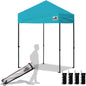 Eurmax USA 5'x5' Pop Up Canopy Tent Commercial Instant Canopies with Heavy Duty Roller Bag,Bonus 4 Sand Weights Bags (Turquoise)