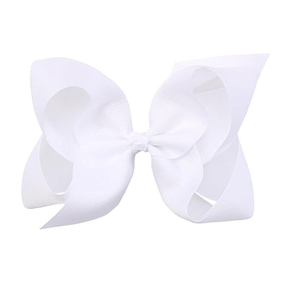 Oaoleer Big Hair Bows for Girls 12 PCS 6" White Grosgrain Ribbon Large Boutique Bow Alligator Clips Hair Accessories for Toddlers Little Girls Kids