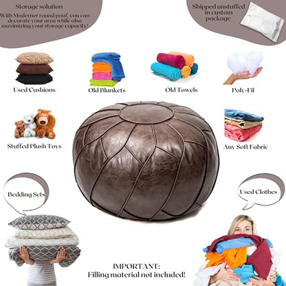 Moderner Pouf Ottoman Chocolate Brown Color - color: Chocolate Brown