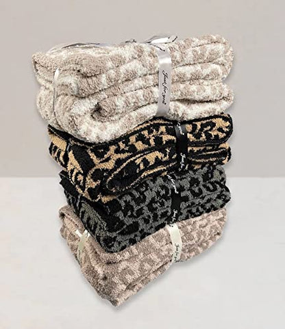 Yarn Leopard Jacquard Throw Blanket Fringe Lightweight Cozy Bed Blanket Soft Throw Blanket fit Couch Sofa Suitable for All Season,Graphite/Carbon - color: Graphite/Carbon, size: 51"x71"