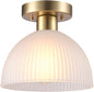 Globe Electric 1-Light Semi-Flush Mount Ceiling Light, Matte Brass Finish, Frosted Ribbed Glass Shade, Dimmable, E26 Base, Modern Glam Design, 66000129