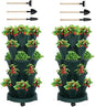DUNCHATY Stackable Planter, Vertical Garden Planter with Wheels and Tools, Strawberry Indoor/Outdoor 5 Tier Tower Herb for Growing Vegetables Succulents, Dark Green, 2 Pack