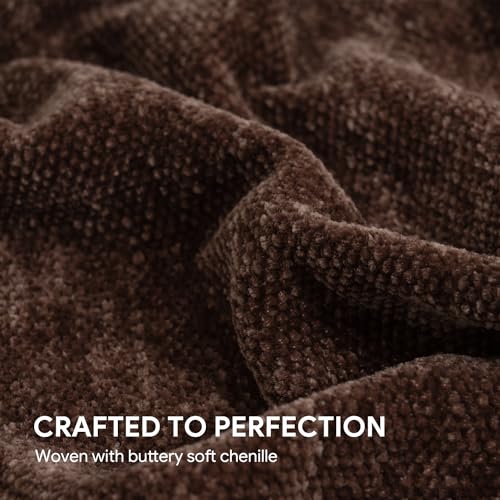 RECYCO Throw Blanket Soft Cozy Chenille Throw Blanket with Fringe Tassel for Couch Sofa Chair Bed Living Room Gift(Brown, 50'' x 60'') - color: Brown, size: 50'' X 60''