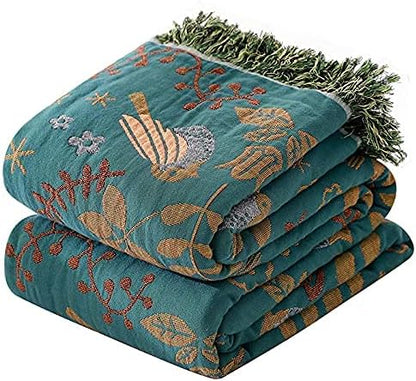 Bed Blankets Versatile Fall Throw Blanket,Boho Blanket & Organic Cotton Throw Blanket,Perfect for Beds,Couches,Chairs,& Vintage Décor,Featuring Unique Bird & Flower Patterns