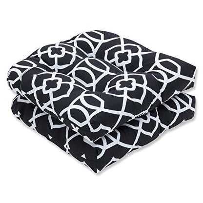 Pillow Perfect Trellis Indoor/Outdoor Tufted Wicker Seat Cushion, 2 Count, 19 x 19, Black Kirkland Black - color: Black Kirkland Black