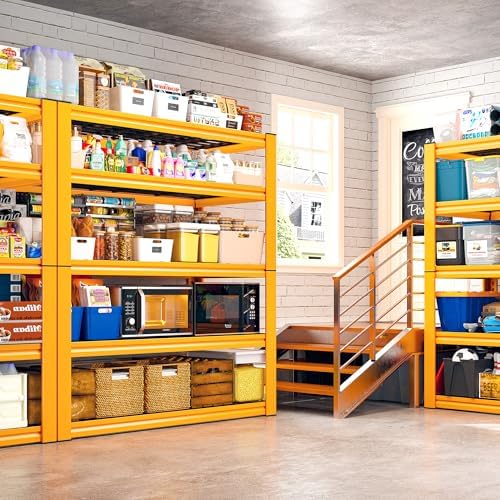 REIBII Orange Garage Shelving 2-Pack Heavy Duty Storage Shelves for Pantry