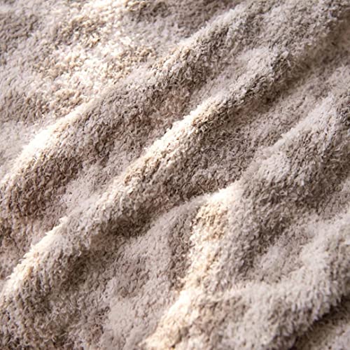 Soft Fuzzy Fluffy Leopard Knitted Throw Blanket,Cozy Plush Fleece Comfy Microfiber Blanket for Couch Sofa Bed,Linen/Warm Gray - color: Linen/Warm Gray, size: 50"x60"
