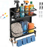 2-Tier Magnetic Shelves, Large Capacity Metal Heavy Duty Magnetic Shelf Organizer with Towel Bar, Heavy Duty Rack Organizer with 10 Hooks for Garage, Kitchen, Bathroom, Laundry
