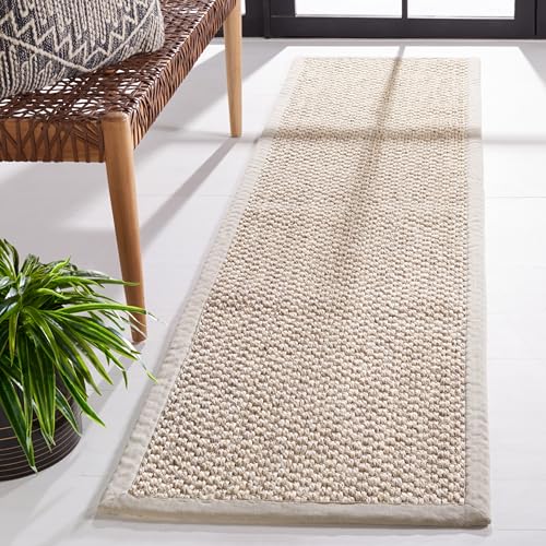 SAFAVIEH Natural Fiber Collection Runner Rug - 2'6" x 10', Marble, Sisal, Woven Design with Border (NF525C) - color: Marble, size: 2'6" x 10' (Runner)