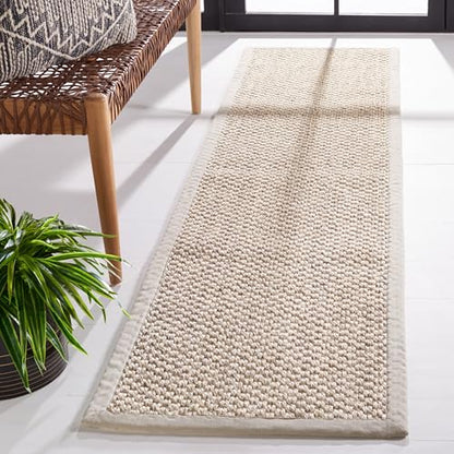 SAFAVIEH Natural Fiber Collection Runner Rug - 2'6" x 10', Marble, Sisal, Woven Design with Border (NF525C) - color: Marble, size: 2'6" x 10' (Runner)