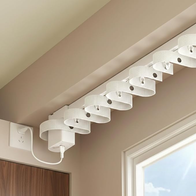 Motorized Curtain Track for Ripple Fold S-Wave Curtains, Pre-Assembled Automatic Curtain Opener with Remote, Mini Dry Contact Smart Electric Curtains System, 1.8N.m (4.0 meters (157.4 inches))