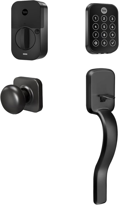 Yale Assure Lock 2 Touch Deadbolt with Ridgefield Handle, Black Suede Smart Keyless Entry Door Lock with Wi-Fi Connected Touch Keypad and Fingerprint Scanner, B-YRD450-F-WF1-RX-BSP