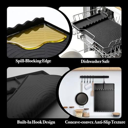 Silicone Grill Mat for Blackstone Griddle Accessories (Black)