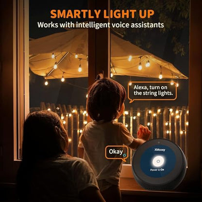XMCOSY+ Patio Lights, Smart 50Ft Outdoor String Lights with 25 Dimmable G40 Globe Bulbs, APP Control, Work with Alexa, Connectable Waterproof LED Outdoor Light - size: 50FT(25 Sockets)+Smart Controller
