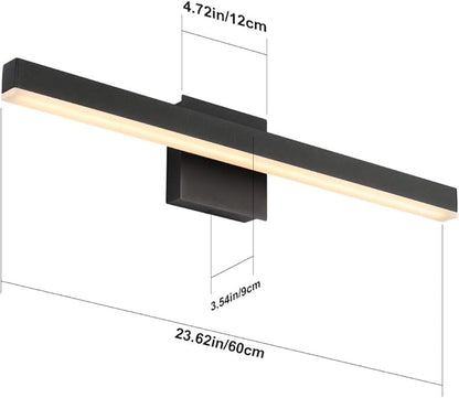 Aipsun 23.6 inch Modern Black Vanity Light LED Bathroom Vanity Light Fixtures Black Wall Light for Bathroom (Warm White 3000K)