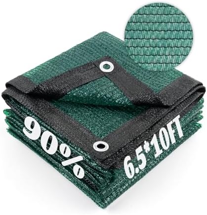 Cool Area Shade Cloth with Grommets for Garden, 90% 6.5x10ft, Dark Green