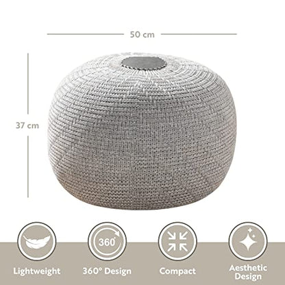 Large Ottoman Foot Stool, Knitted Foot Rest, Round Pouf Chair, Modern Living Room Furniture Bean Bag, Room Decor, Bedroom Footstool, Boho Pouffe, Home Decor Poof, 20" W x 15" H, Gray