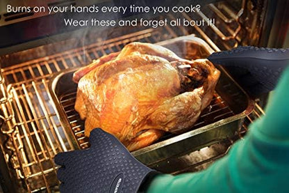 KITCHEN PERFECTION XL Silicone Smoker BBQ Gloves -Heat Resistant Oven Mitts
