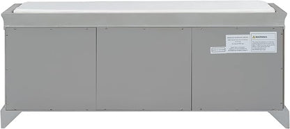 Knocbel 42.5" Entry Storage Bench with Removable Cushion, 2 Drawers and 2 Cabinets, Entryway Hallway Foyer Shoe Bench End of Bed Bench with Aluminum Handles, 200lbs Weight Capacity (Gray Wash)