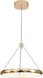 HEYAN Modern Gold Ring Chandelier, 16-Inch Faceted Geometric LED Pendant Light, Dimmable 3-Color Changeable Island Lighting, 25W Luxury Acrylic Crystal-Effect Ceiling Fixture for Dining Room & Kitchen