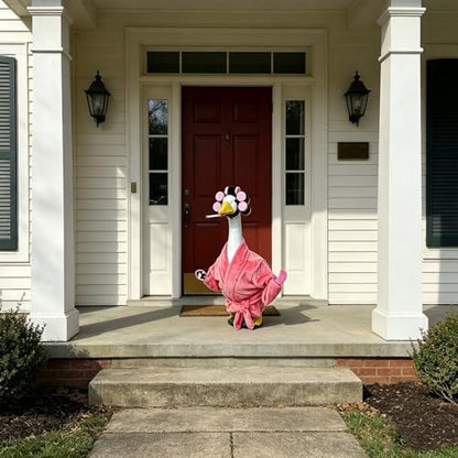 23In Lawn Goose Leopard Bathrobe Outfit Entryway Funny Decor(Pink)