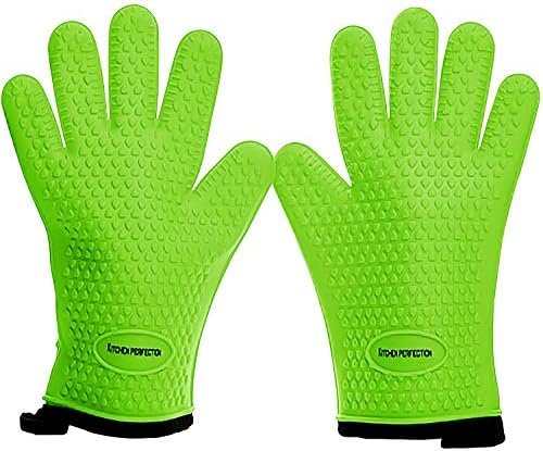 KITCHEN PERFECTION Silicone Smoker BBQ Gloves - Heat Resistant Oven Mitts