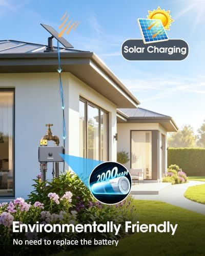 Solar WiFi Water Timer, Smart Solar Hose Timer for Garden, 365-Day Power