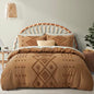 Oli Anderson Tufted Duvet Cover Queen Size, Soft and Lightweight Duvet Covers Set for All Seasons, 3 Pieces Boho Embroidery Shabby Chic Bedding Set (Pumpkin Brown, Queen, 90"×90") - color: Pumpkin Brown, size: Full/Queen(90"×90")