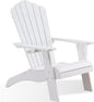Psilvam Adirondack Chair, Oversized Poly Lumber Fire Pit Chair with Cup Holder, 350Lbs Support Patio Chairs for Garden, Weather Resistant Outdoors Seating, Relaxing Gift for Father & Mother (White)