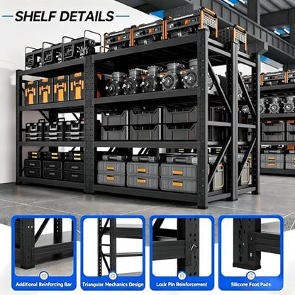 Heavy‑Duty Metal Garage Shelving Unit, 3000 LBS Total Load Capacity