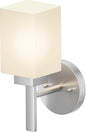 Bathroom Light Fixture Brushed Nickel Vanity Lighting with White Frosted Glass Shade, Wall Lamp for Mirror Kitchen Bedroom Living Room Porch T002BR-L1