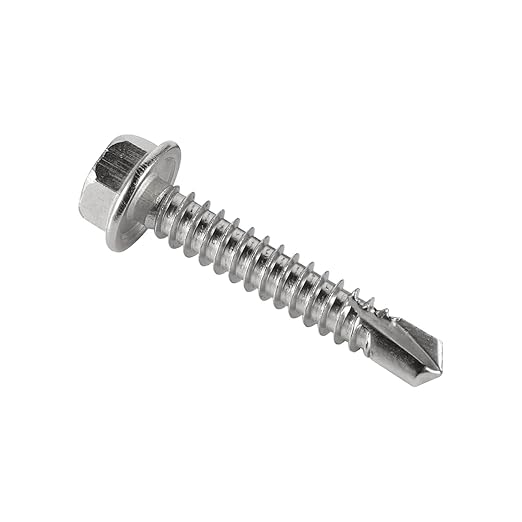 #10 x 3/4" (100 Pack) Hex Washer Head Self Drilling Screws, Self Tapping Sheet Metal Tek Screws, 410 Stainless Steel