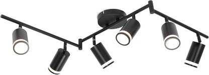 Ketom 6-Light Track Lighting Fixtures Ceiling, GU10 Black Led Ceiling Spotlight, Modern Track Light Kit for Kitchen Bedroom Living Room