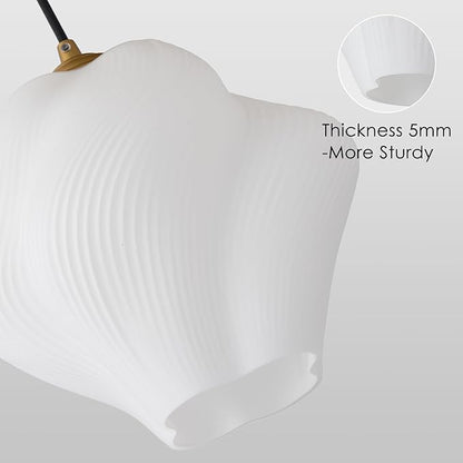 Milk White Glass Pendant Light, Mid Century Modern Ceiling Hanging Lights Fixture with Height Adjustable, Brass Gold Pendant Lighting for Kitchen Island, Hallway, Dining Room, Bedroom(1 Pack)