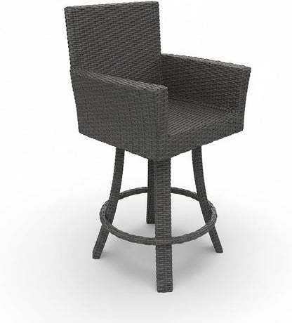 Covers & All Universal 25" Counter Height Swivel Bar Stools, 16 mm Premium Charcoal Wicker Patio Furniture with Smooth Swivel Motion, Outdoor Furniture for Deck and Poolside (23" L x 23" W x 42" H)