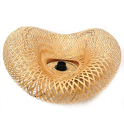 TFCFL 15Inch Bamboo Chandelier, Rattan Pendant Lamp Shade Ceiling Lighting Weave Bamboo Rattan E26 Hanging Light Fixture Hollow Lampshade Pendant Light for Dining Room Restaurant (Bulbs Not Included) - size: 24 Inch, Style A