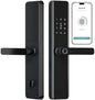 Smart Door Lock with Handle – Keyless Entry Deadbolt with Fingerprint, Touchscreen Keypad, Tuya App Control, Passcode & Key, Doorbell, Auto Lock Electronic Front Door Lock for Home Security, Black