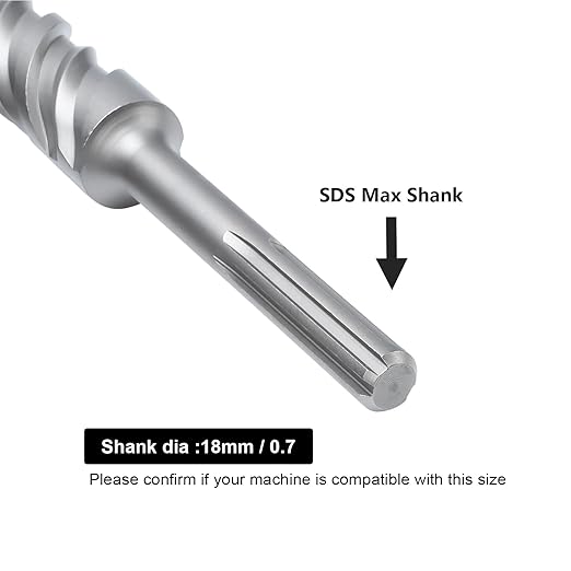 1/2 x 20 inch SDS Max Rotary Hammer Drill Bit, 12x520mm Carbide Tip Masonry Drill Bit,Concrete Drill Bit for Masonry, Brick, Stone, Concrete (Length :520mm / 20 inch, 12mm (1/2 in) Diameter)