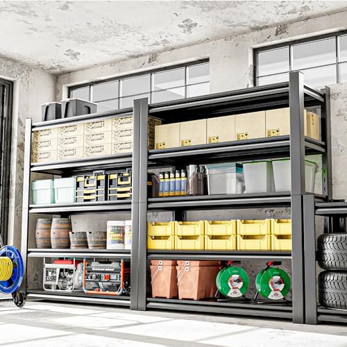OLLRRACT 5-Tier Garage Shelving, Metal Storage Shelves 2 - Pack