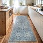 Bloom Rugs Caria Washable Non-Slip 7 ft Runner - Blue/Beige Traditional Runner for Entryway, Hallway, Bathroom, and Kitchen - Exact Size: 2'6" x 7' - color: Blue / Beige, size: 2'6" x 7' (Runner)