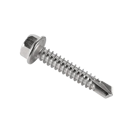 #14 x 3-1/2" (20 Pack) Hex Washer Head Self Drilling Screws, Self Tapping Sheet Metal Tek Screws, 410 Stainless Steel