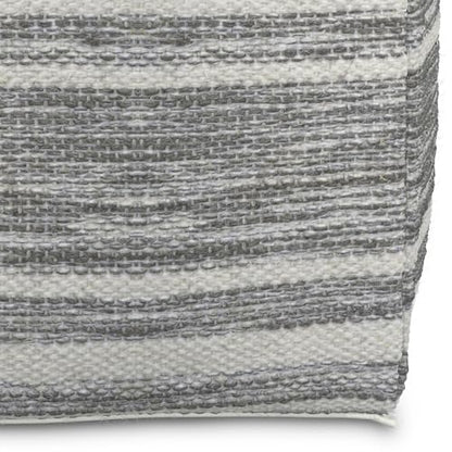 SIMPLIHOME Carina Contemporary Square Woven Pouf in Black Melange, White Wool for the Living Room, Bedroom and Kids Room - color: Black Melange, White, style: Wool Pouf
