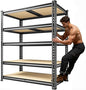 72.1" H Garage Shelving 2030LBS Garage Storage, 5 Tier Adjustable Metal Shelving, Heavy Duty Storage Shelves for Basement, Warehouse, Pantry, Kitchen, Commercial Shelving 35.5" W x 15.7" D, Black