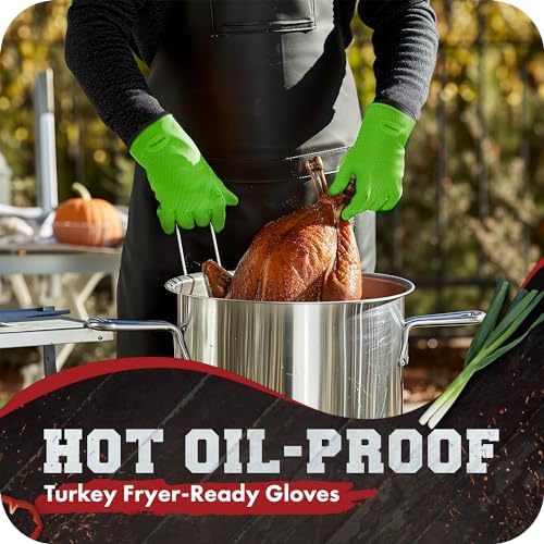 KITCHEN PERFECTION Silicone Smoker BBQ Gloves - Heat Resistant Oven Mitts