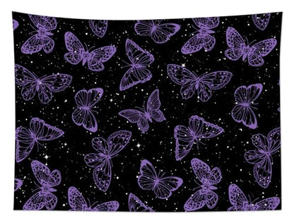 HVEST Purple Butterfly Wall Hanging - Galaxy Space Tapestry for Bedroom, Kids Room, Living Room - 40L x 60W inches - color: Purple, size: 40"L x 60"W