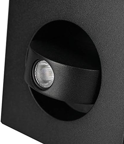 3W LED Wall Recessed Step Stair Lighting Bedside Reading Light Fixture Hidden On/Off Switch Adjustable Warm White Black Square
