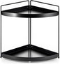 2 Tier Corner Shelf Rack Kitchen Counter Cabinet Bathroom Organizer Makeup Cosmetic countertop Organization and Storage Under Sink Organizers Perfume Trays for Dresser Black