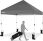 CROWN SHADES Pop Up Canopy Tent, 8x8 Commercial Canopy Tent with 4" Wheels, 4 Upgraded Weights, Patented Centerlock, 400D Strength Oxford Fabric, Sto'N Go Bag, Gray
