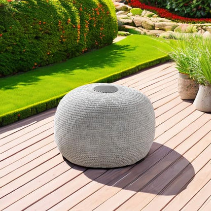 Large Ottoman Foot Stool, Knitted Foot Rest, Round Pouf Chair, Modern Living Room Furniture Bean Bag, Room Decor, Bedroom Footstool, Boho Pouffe, Home Decor Poof, 20" W x 15" H, Gray